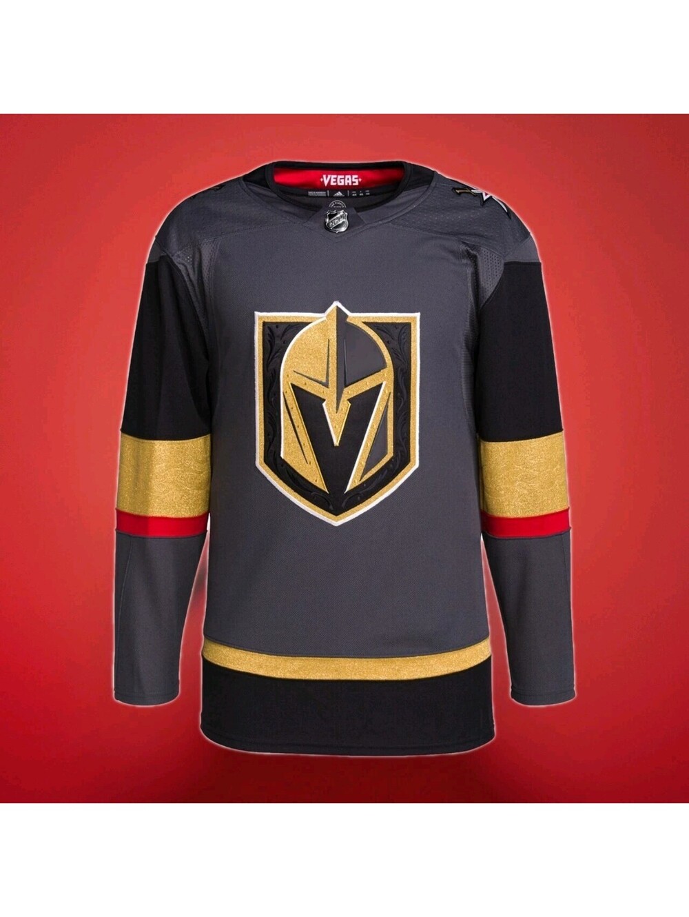 Adidas Las Vegas Golden Knights Home Grey Hockey Jersey Mens SZ 50 Medium TSH 1